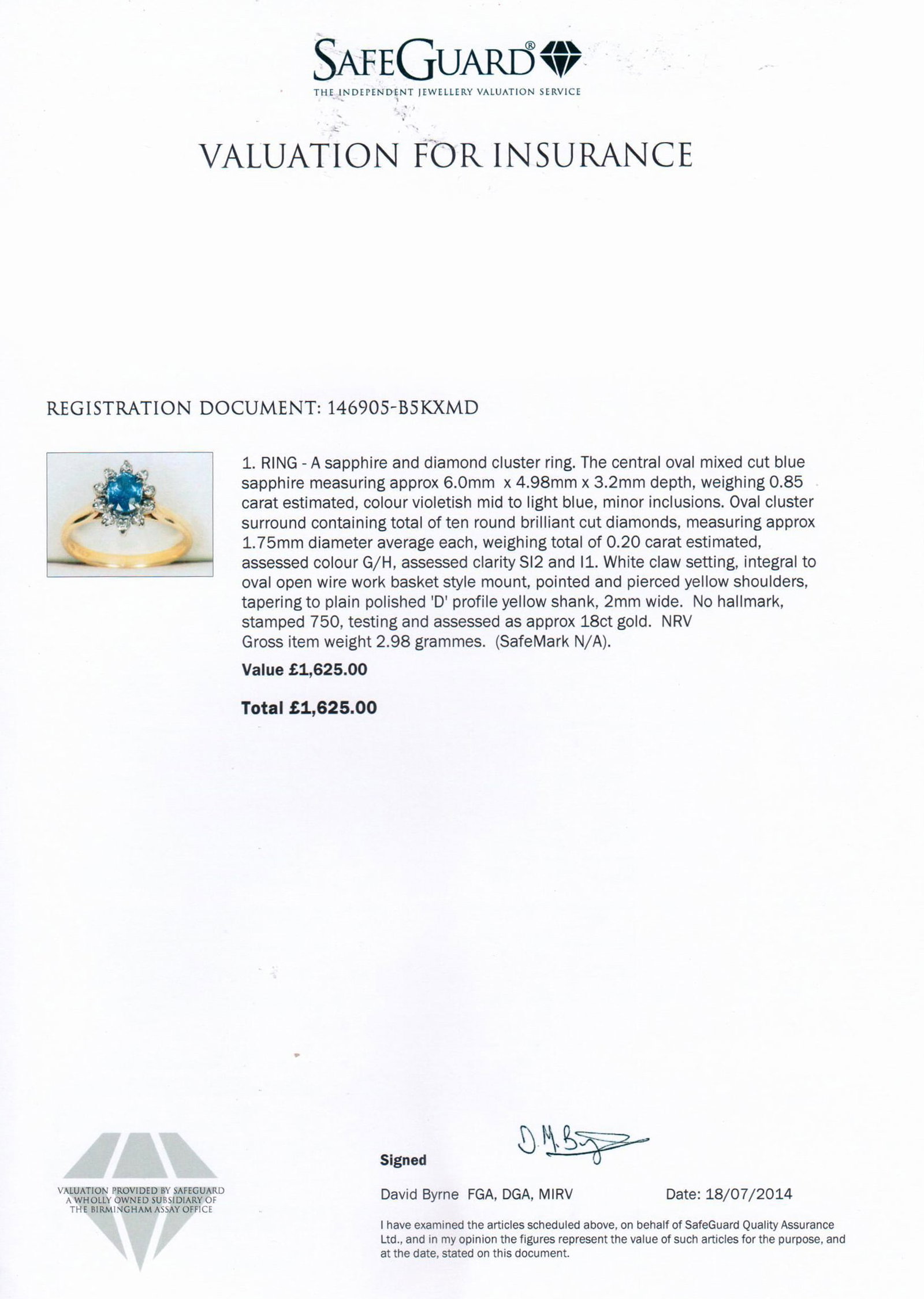 Vintage Cornflower Blue Sapphire & Diamond 18 ct. Cluster Ring - 9