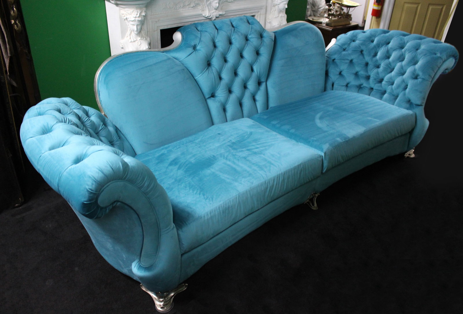 Mantellassi 1926 ‘Butterfly’ Sofa in Turquoise Velvet - 12