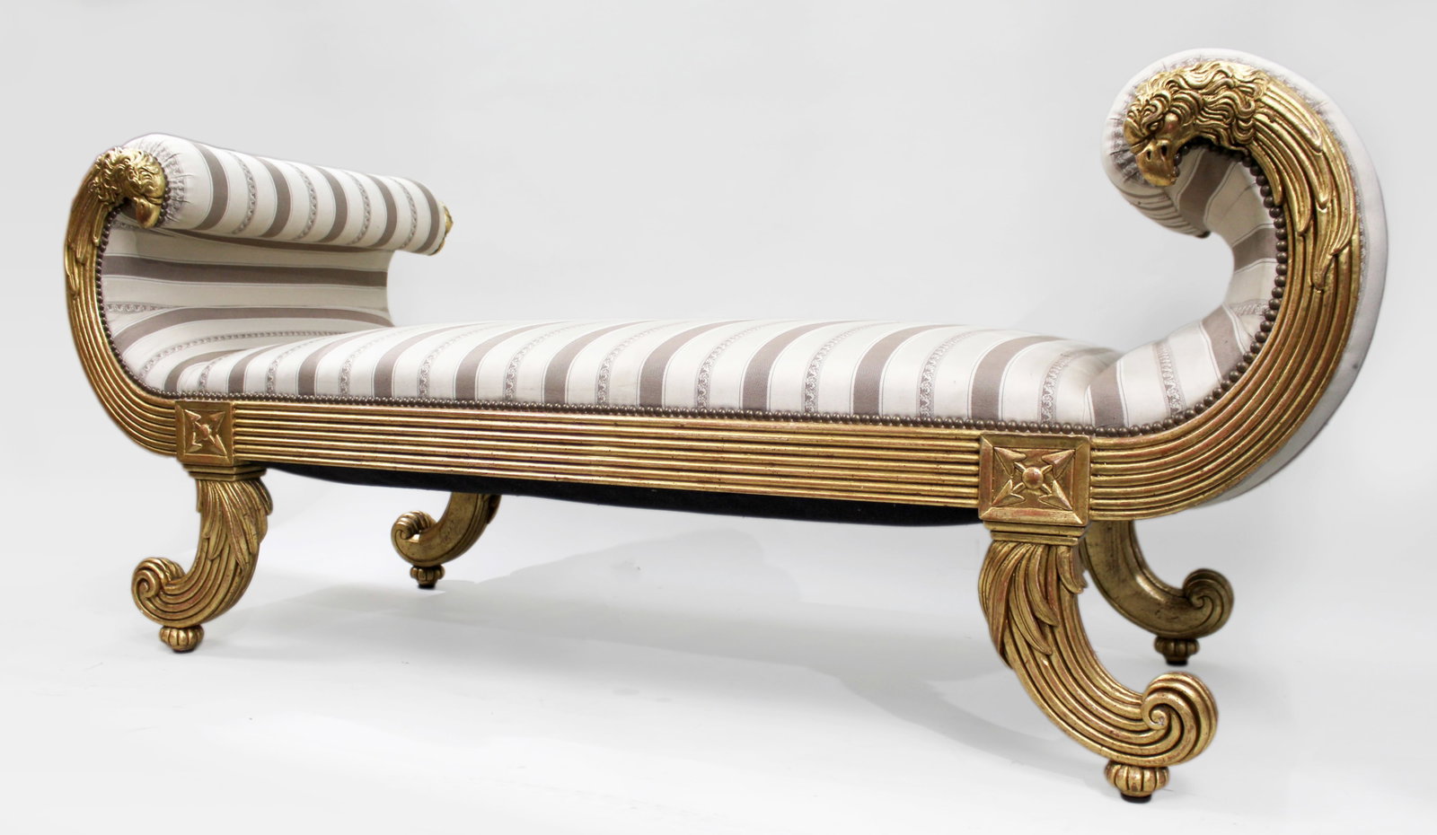 Fine Empire Style Giltwood Window Seat Banquette by Charles-Emile Moinat: Title: Fine Empire Style Giltwood Window Seat Banquette by Charles-Emile Moinat Description: Fine Empire Style Giltwood Window Seat Banquette by Charles-Emile Moinat A decorative Empire style