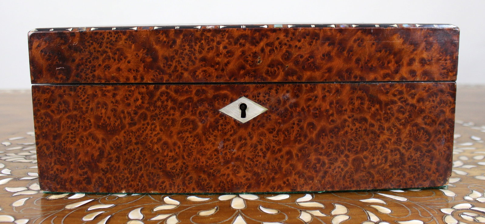 Antique Regency Amboyna & Mother-of-Pearl Inlaid Writing Slope, c.1830 - 4