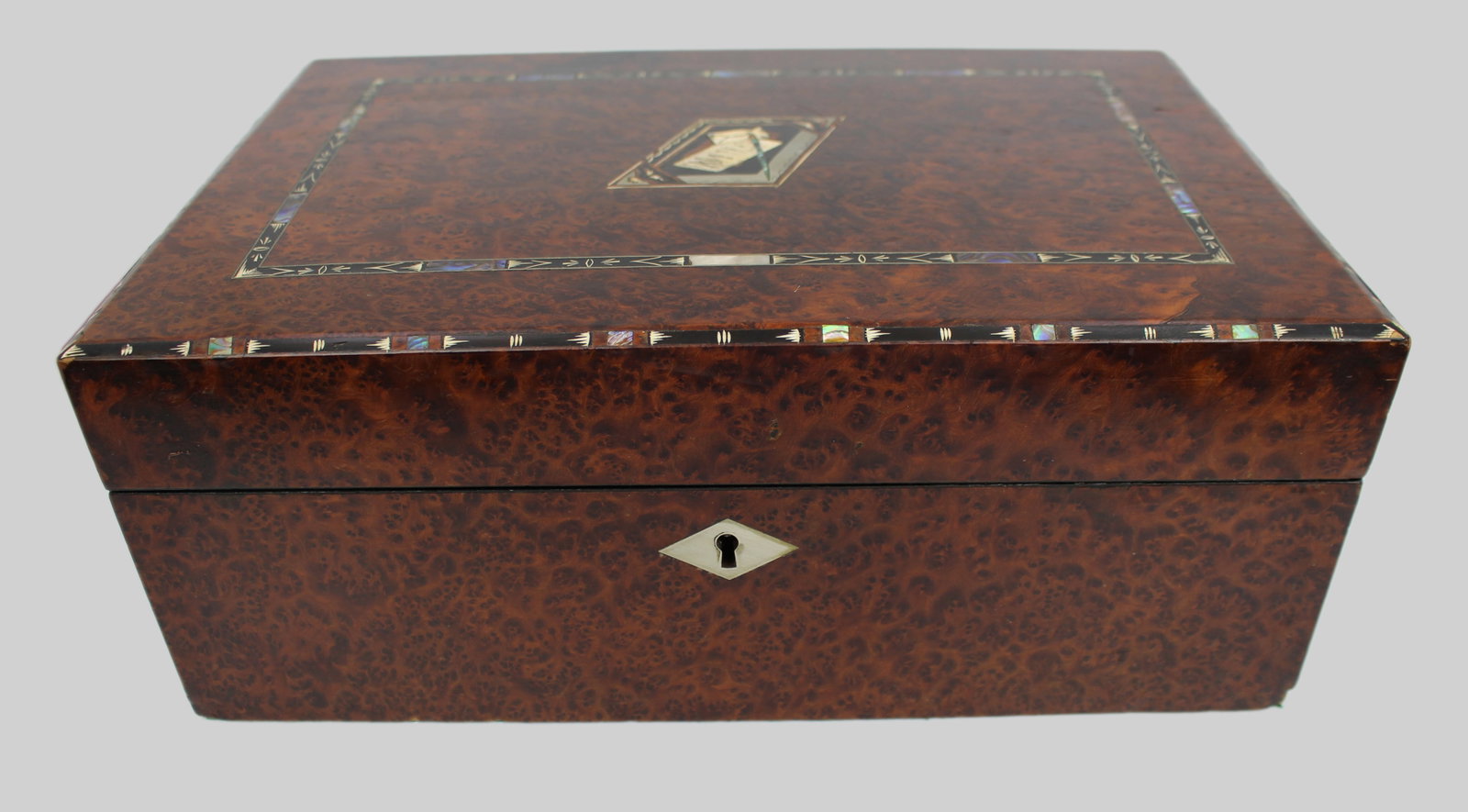 Antique Regency Amboyna & Mother-of-Pearl Inlaid Writing Slope, c.1830 - 8