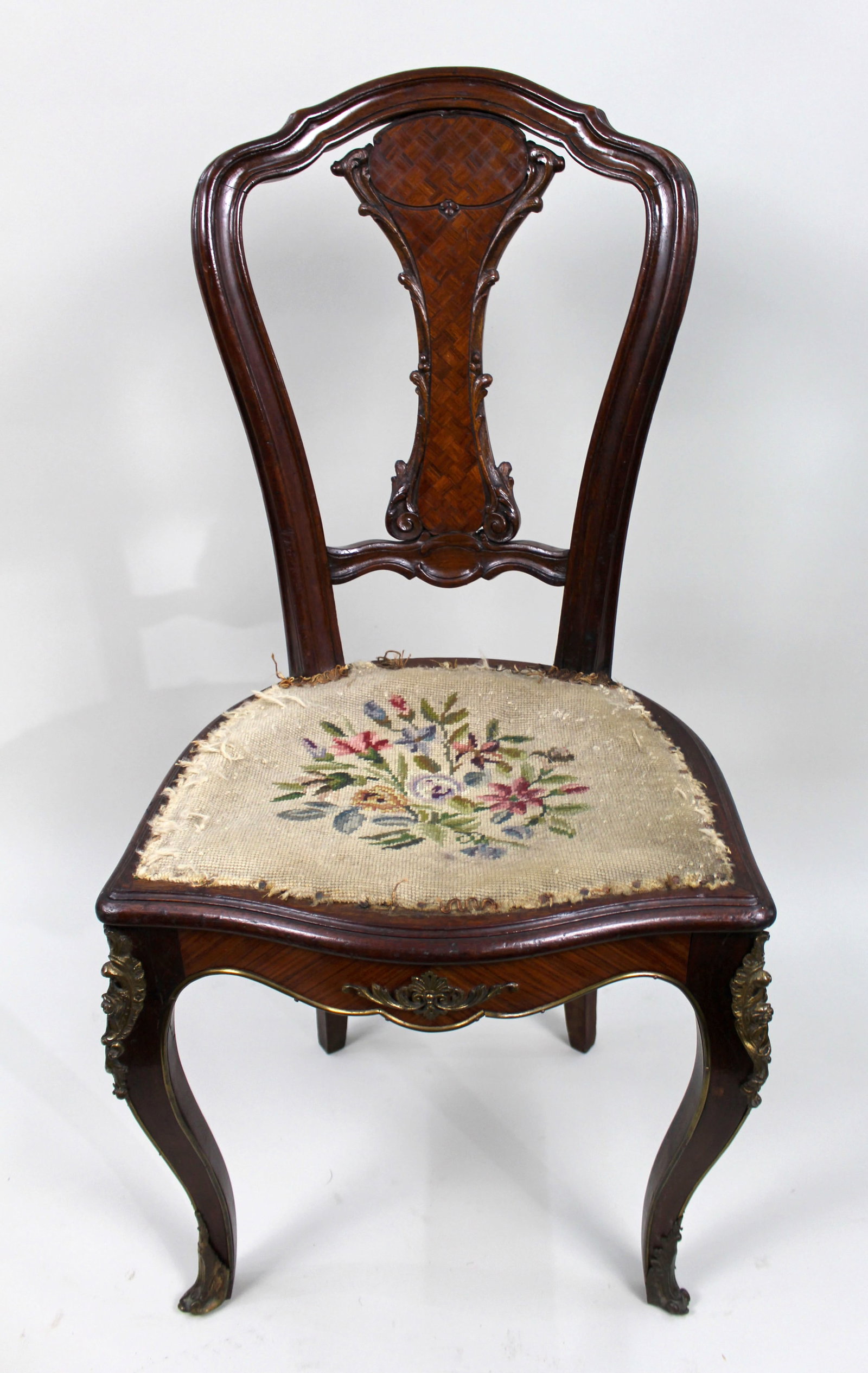 19th Century French Kingwood Parquetry Side Chair with Ormolu Mounts - 4