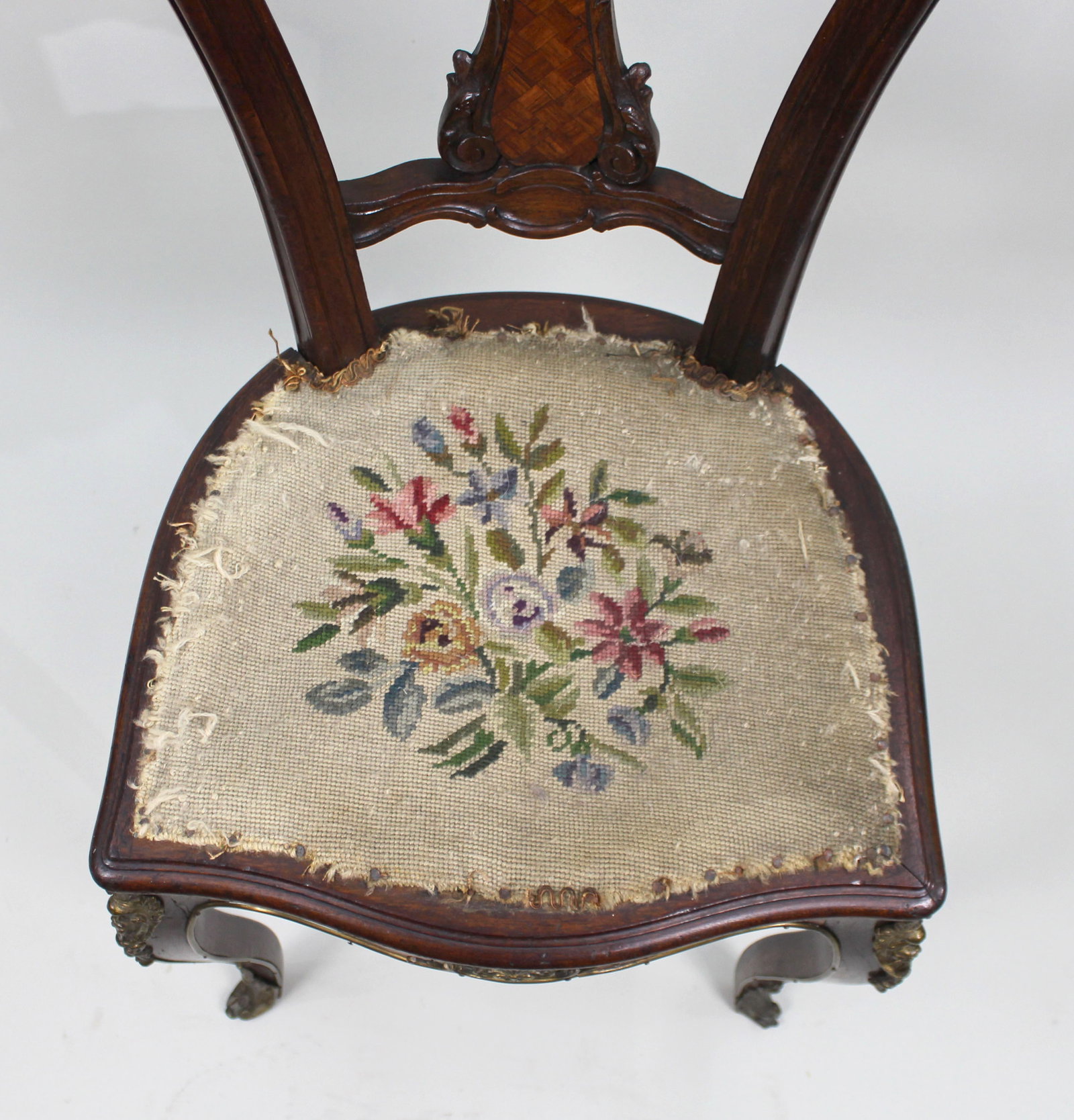 19th Century French Kingwood Parquetry Side Chair with Ormolu Mounts - 6