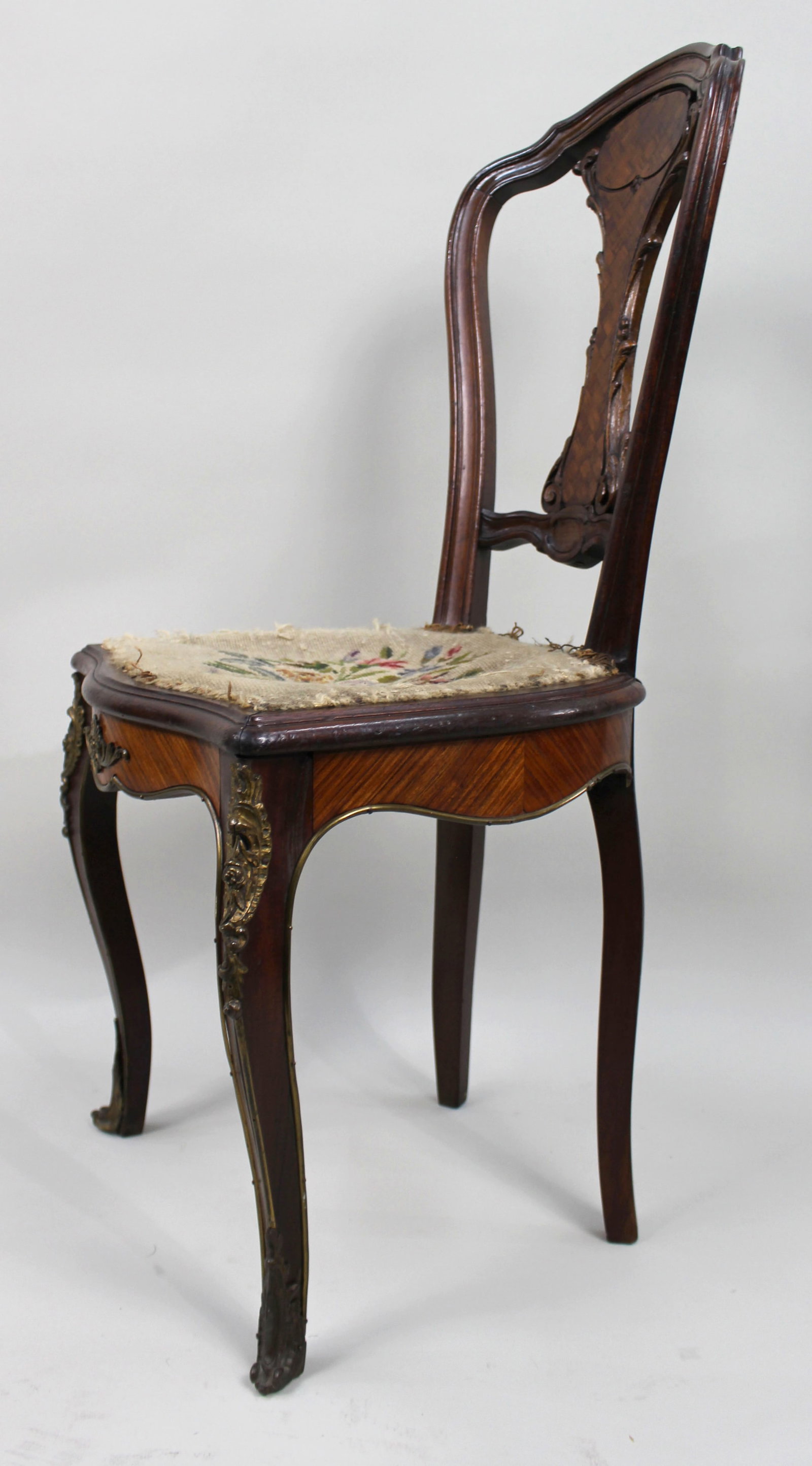 19th Century French Kingwood Parquetry Side Chair with Ormolu Mounts - 7