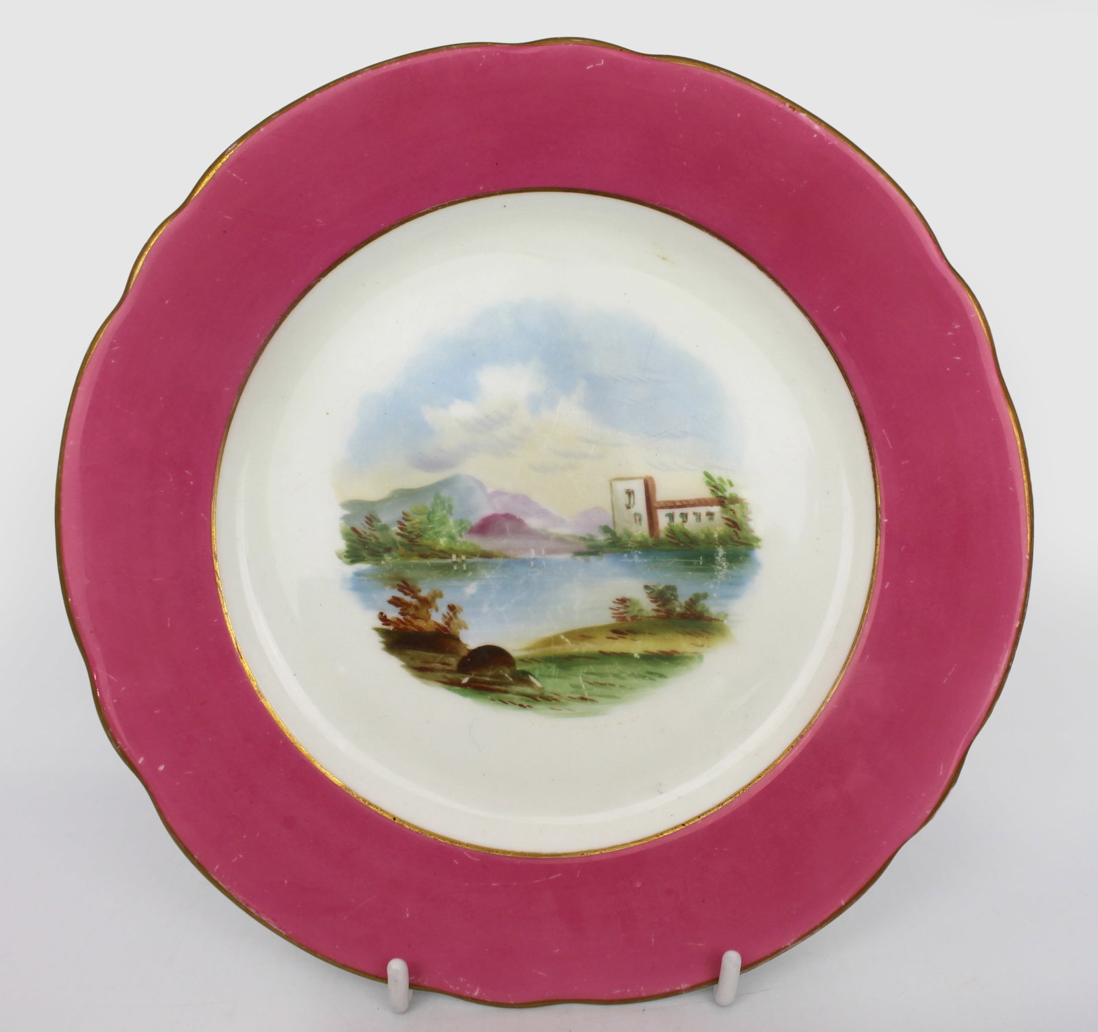 Victorian Staffordshire Cabinet Plate – Hand Painted Italianate c.1850 (1 of 3)