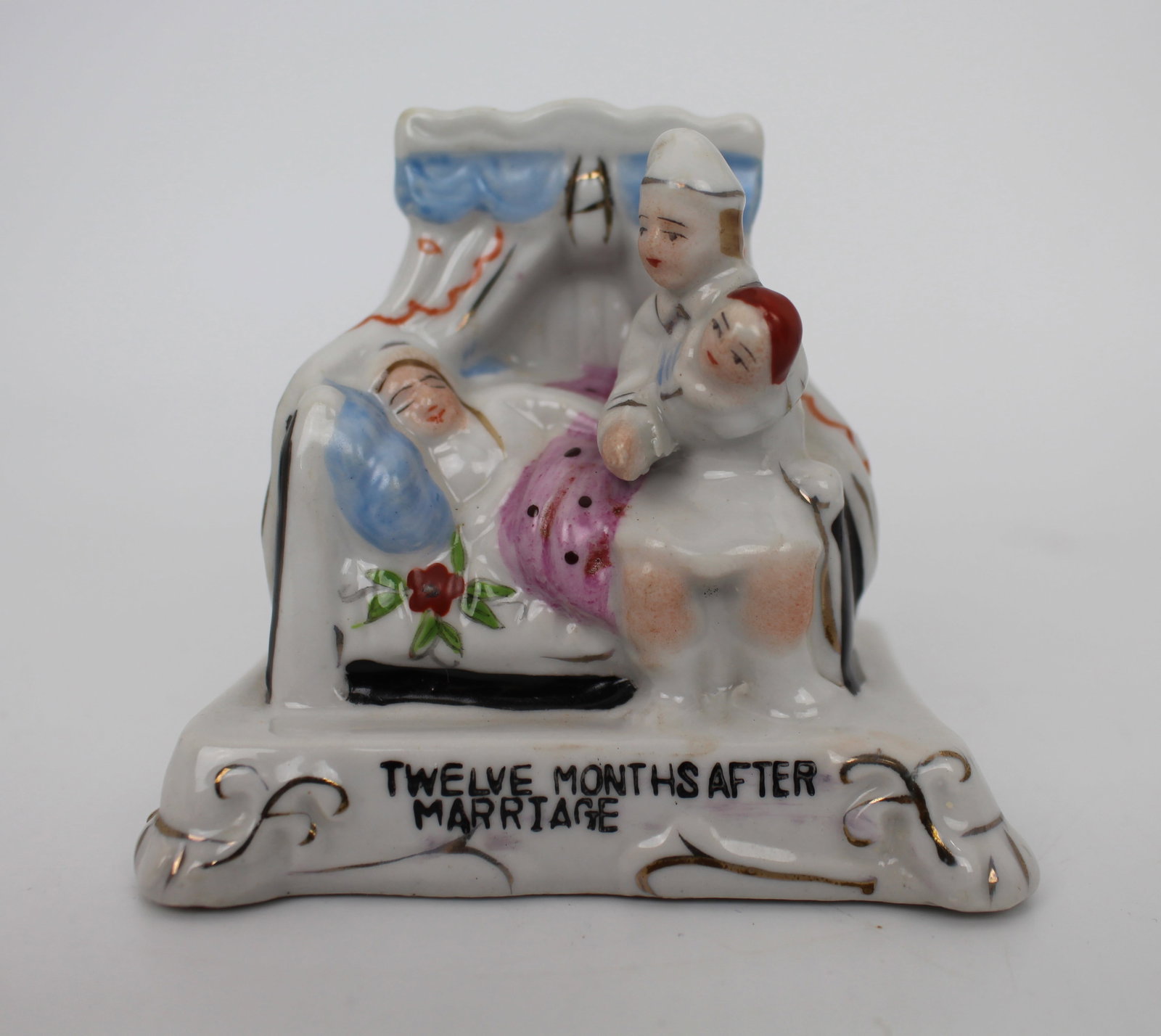Victorian Fairing Model Twelve Months After Marriage: Title: Victorian Fairing Model Twelve Months After Marriage Description: Victorian, English. Fairing. Measures 9.5 x 6 x 8 (height) cm. Stamped 1887 to the underside Condition: Used Delivery option: