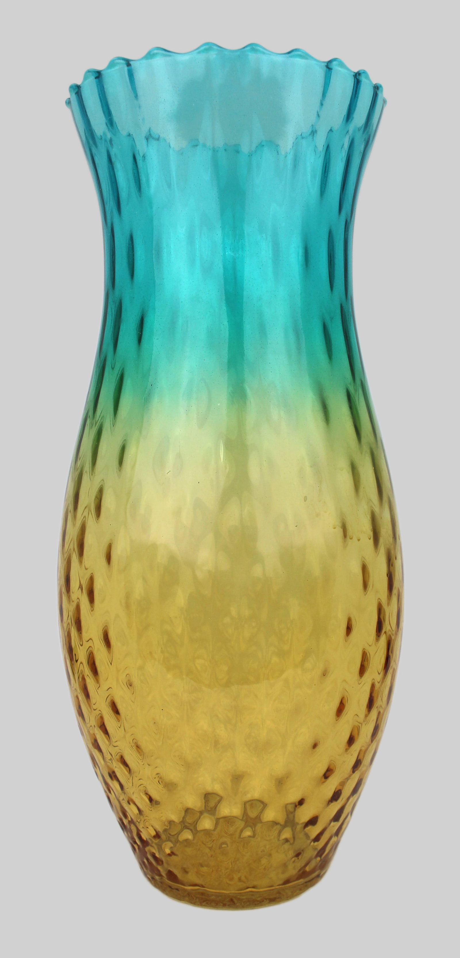Contemporary Murano Art Glass Vase – Blue & Amber with Hobnail Pattern (1 of 4)