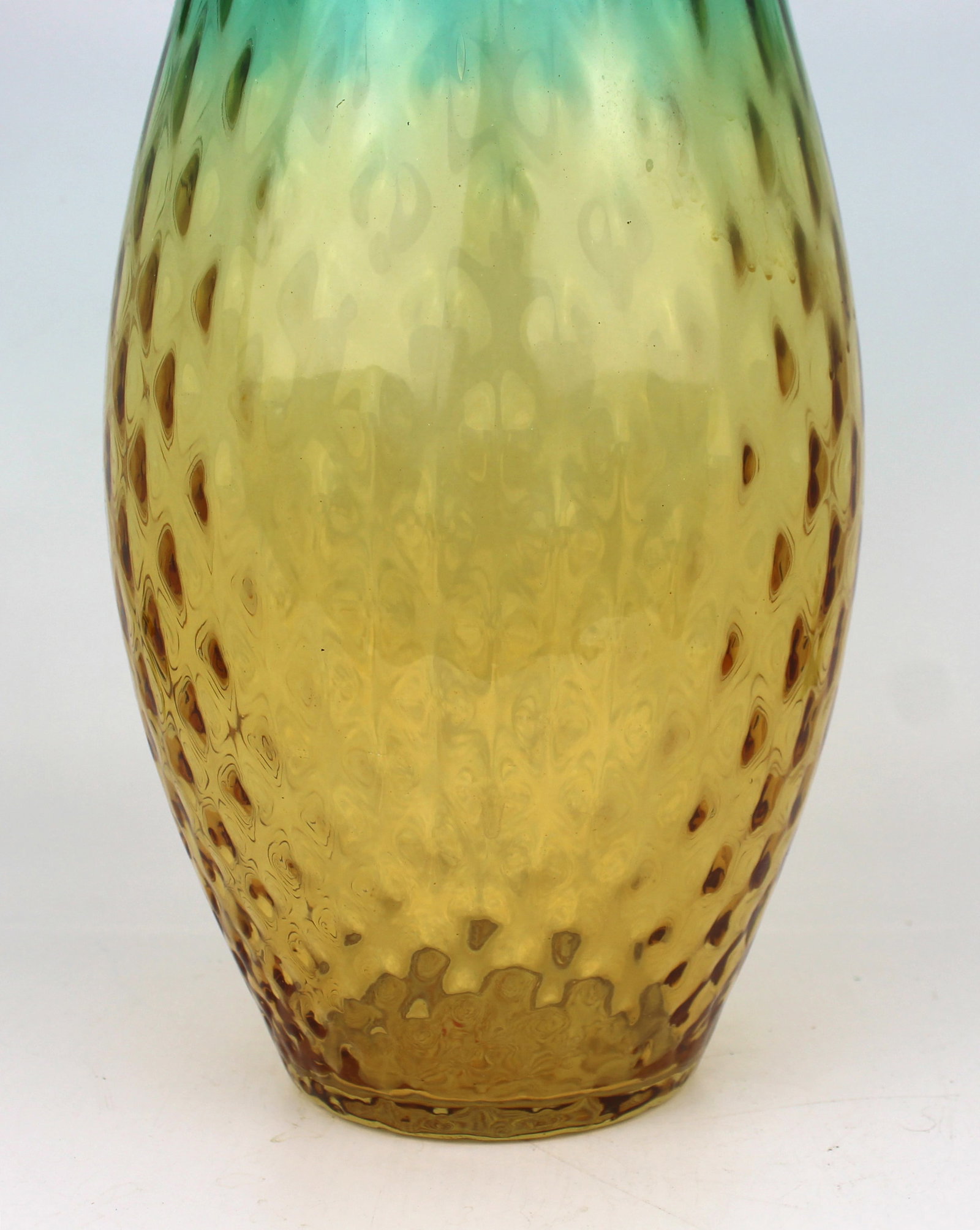 Contemporary Murano Art Glass Vase – Blue & Amber with Hobnail Pattern - 3