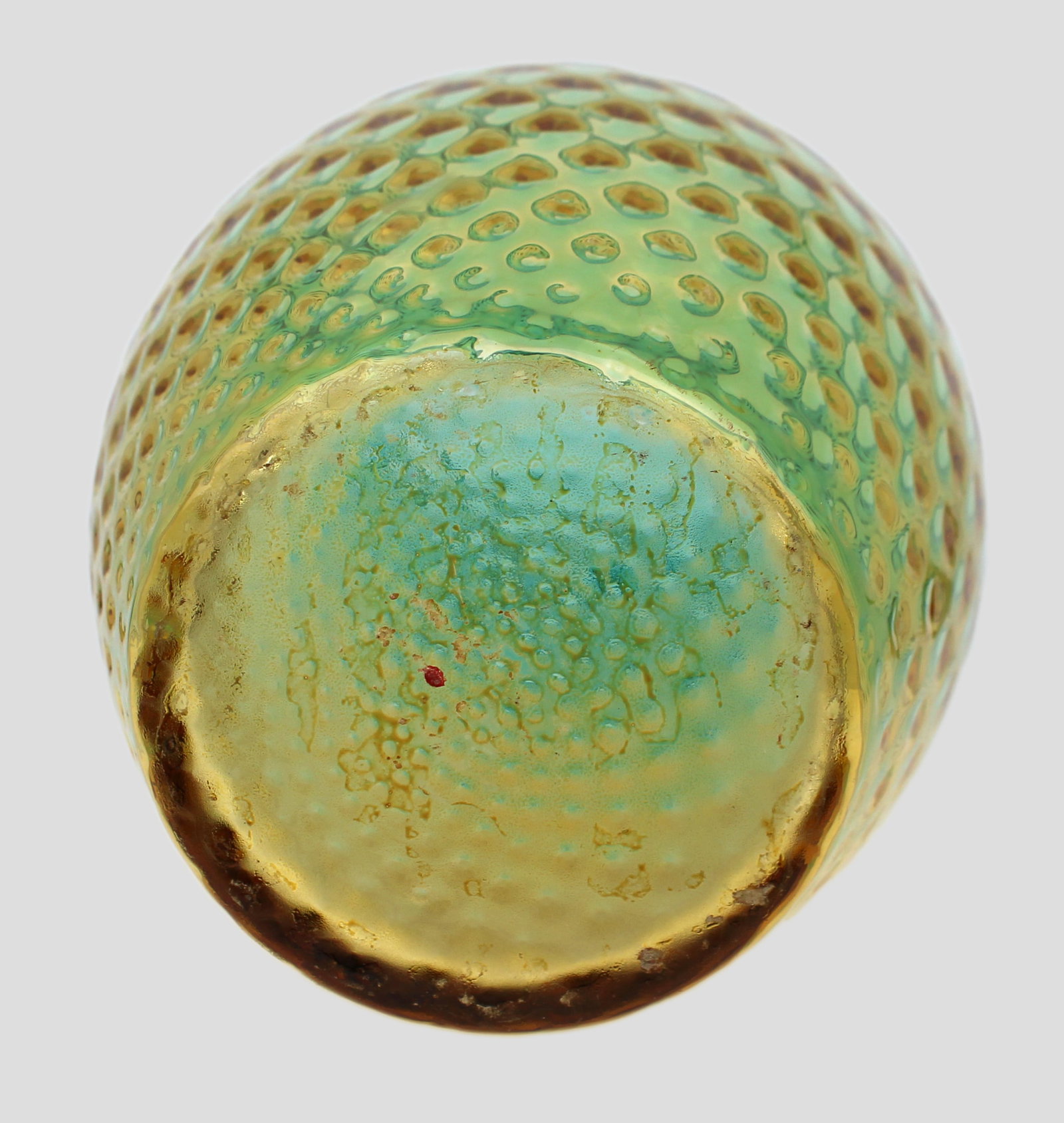 Contemporary Murano Art Glass Vase – Blue & Amber with Hobnail Pattern - 4