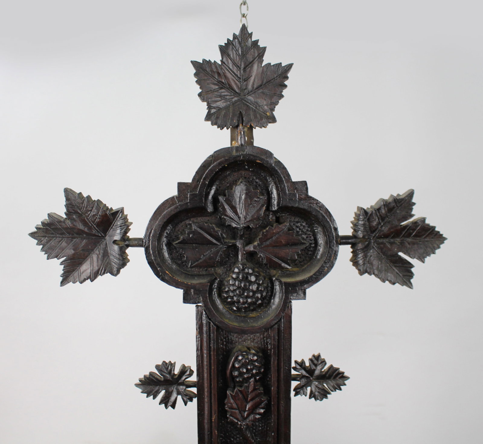 Large Antique 19th Century Carved Black Forest Cross - 3