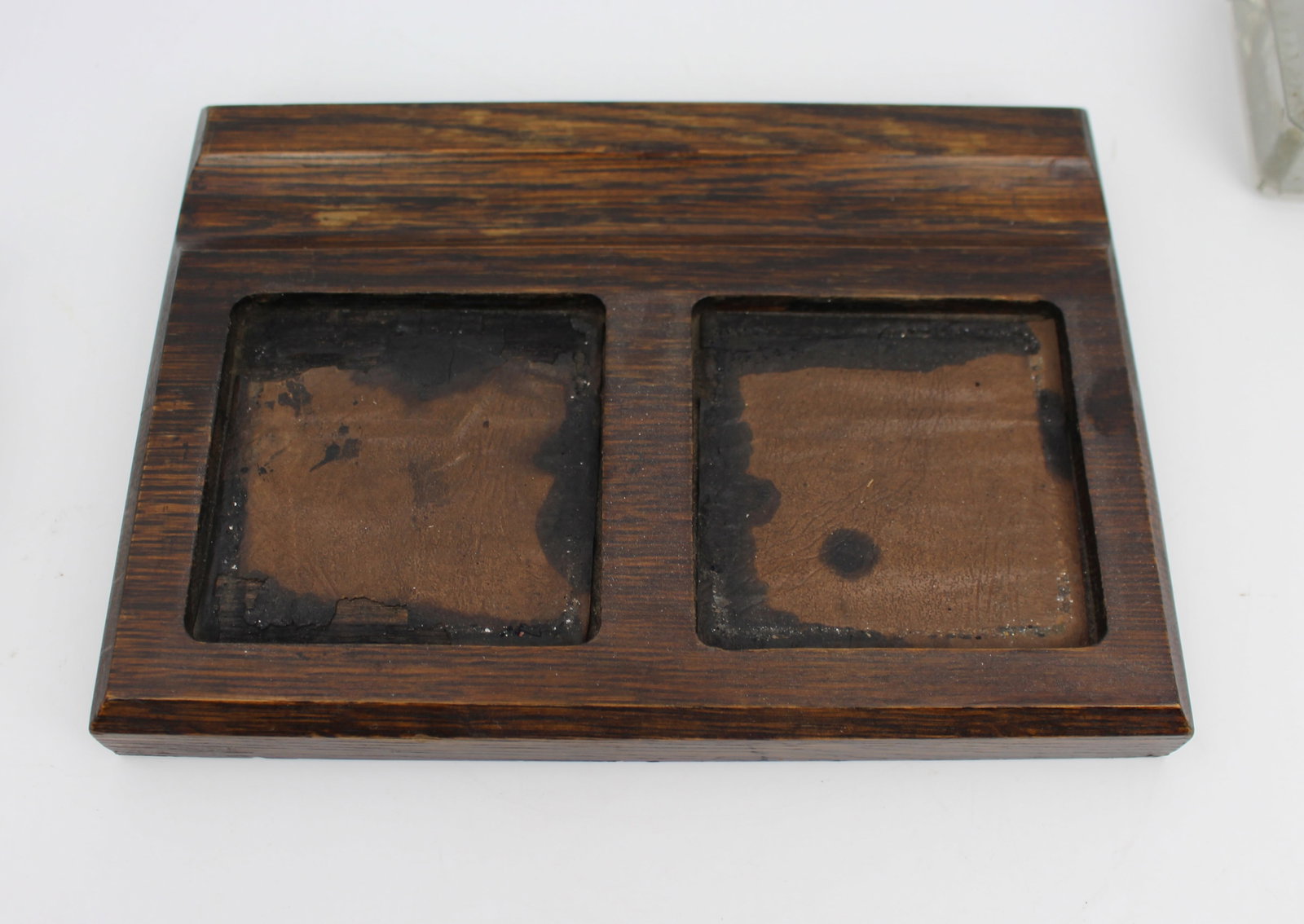 Early 20th Century Double Inkwell on Wooden Stand - 4
