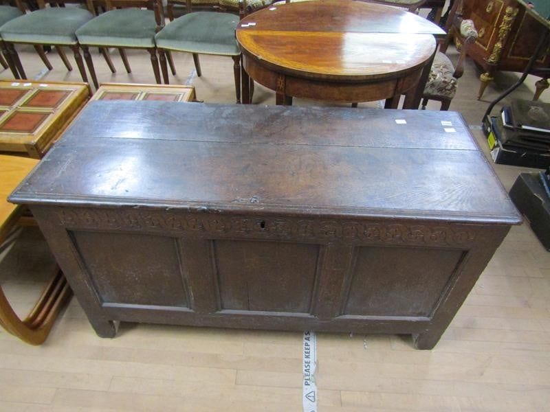 Late 17th c. Oak Three Panel Coffer: Title: Late 17th c. Oak Three Panel Coffer Description: Late 17th c. Oak Three Panel Coffer Condition: Used Delivery option: Collection & Delivery Location: WR1 Category: Collectables
