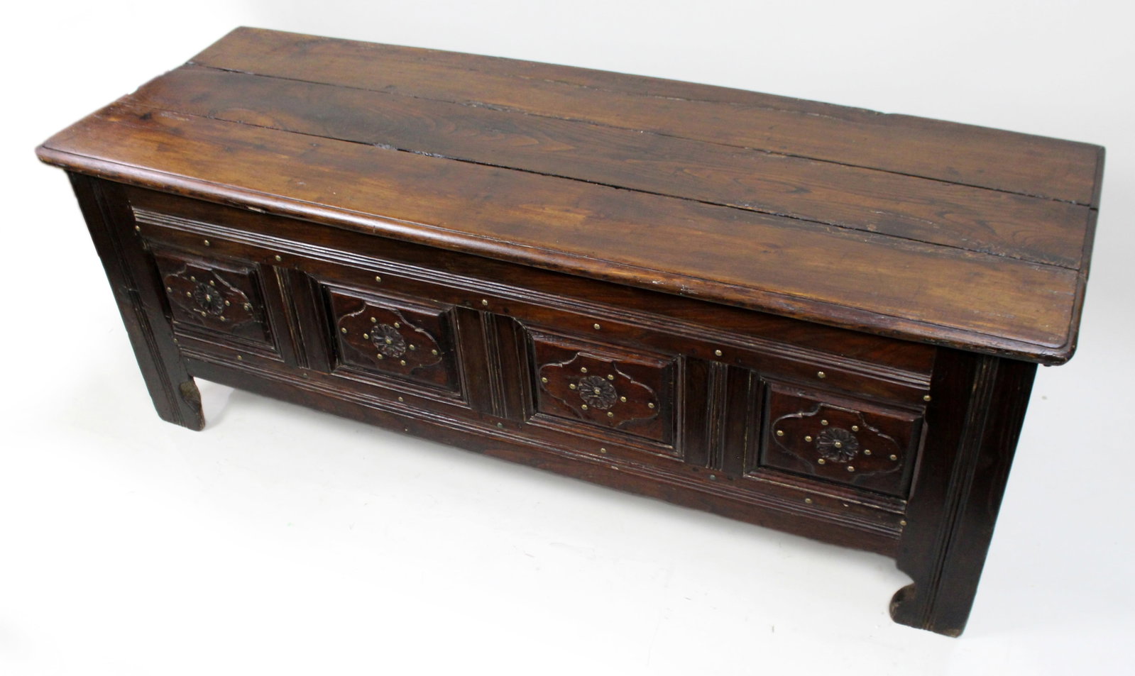 Antique 18th Century French Provincial Oak Coffer Chest - 2