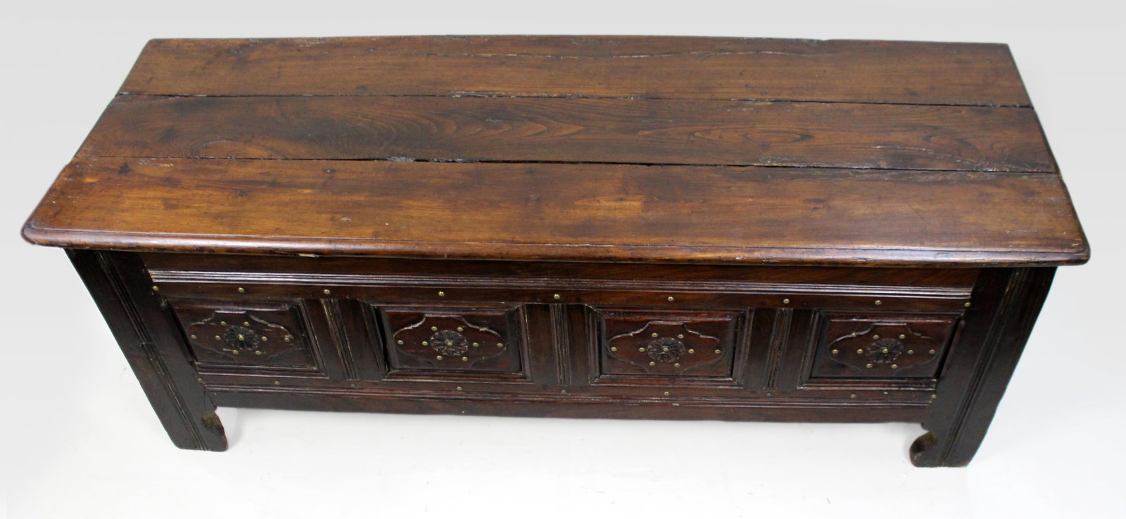 Antique 18th Century French Provincial Oak Coffer Chest - 3