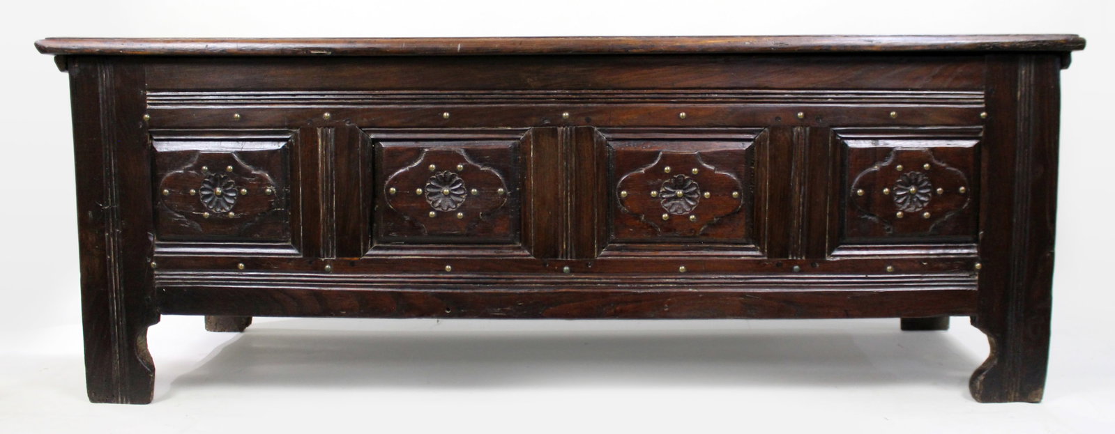 Antique 18th Century French Provincial Oak Coffer Chest - 4