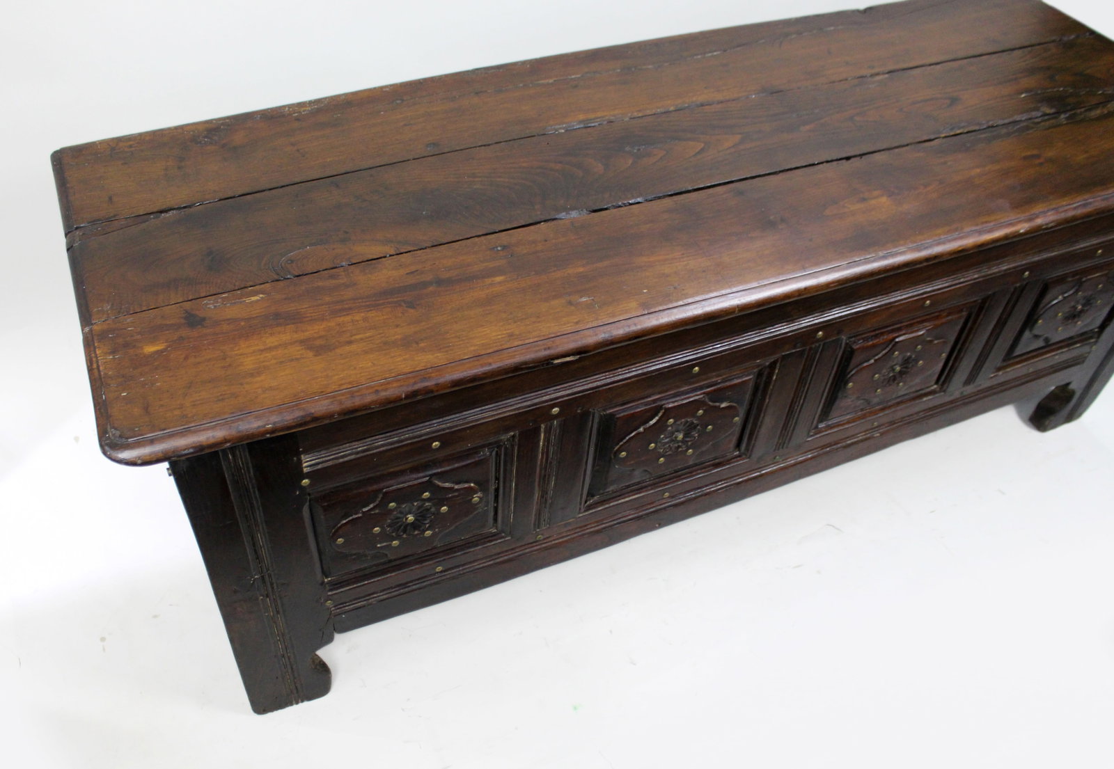 Antique 18th Century French Provincial Oak Coffer Chest - 7
