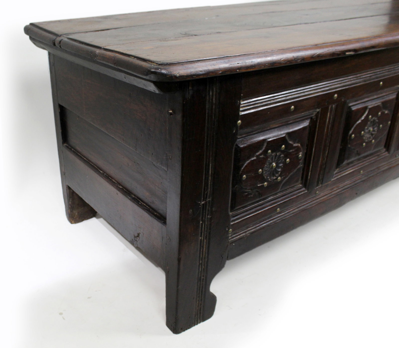 Antique 18th Century French Provincial Oak Coffer Chest - 9