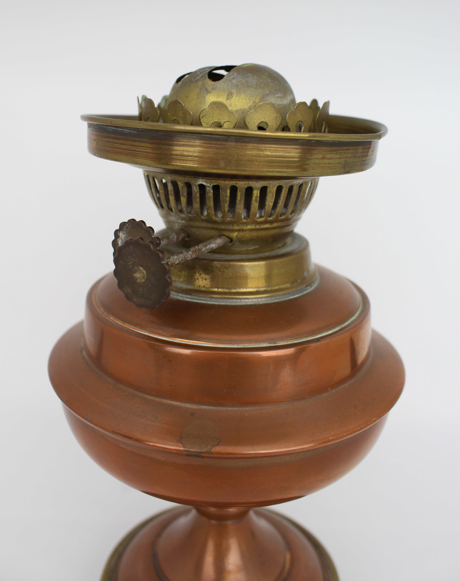 Antique Copper & Brass Oil Lamp - 8