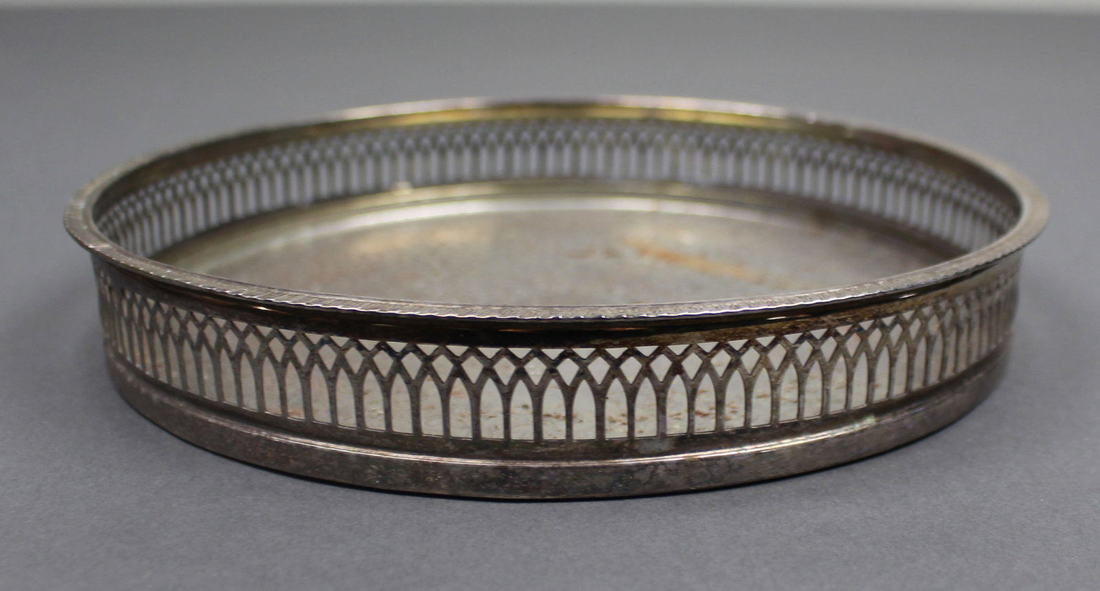 Circular English Silver Plated Gallery Tray by Cavalier - 2