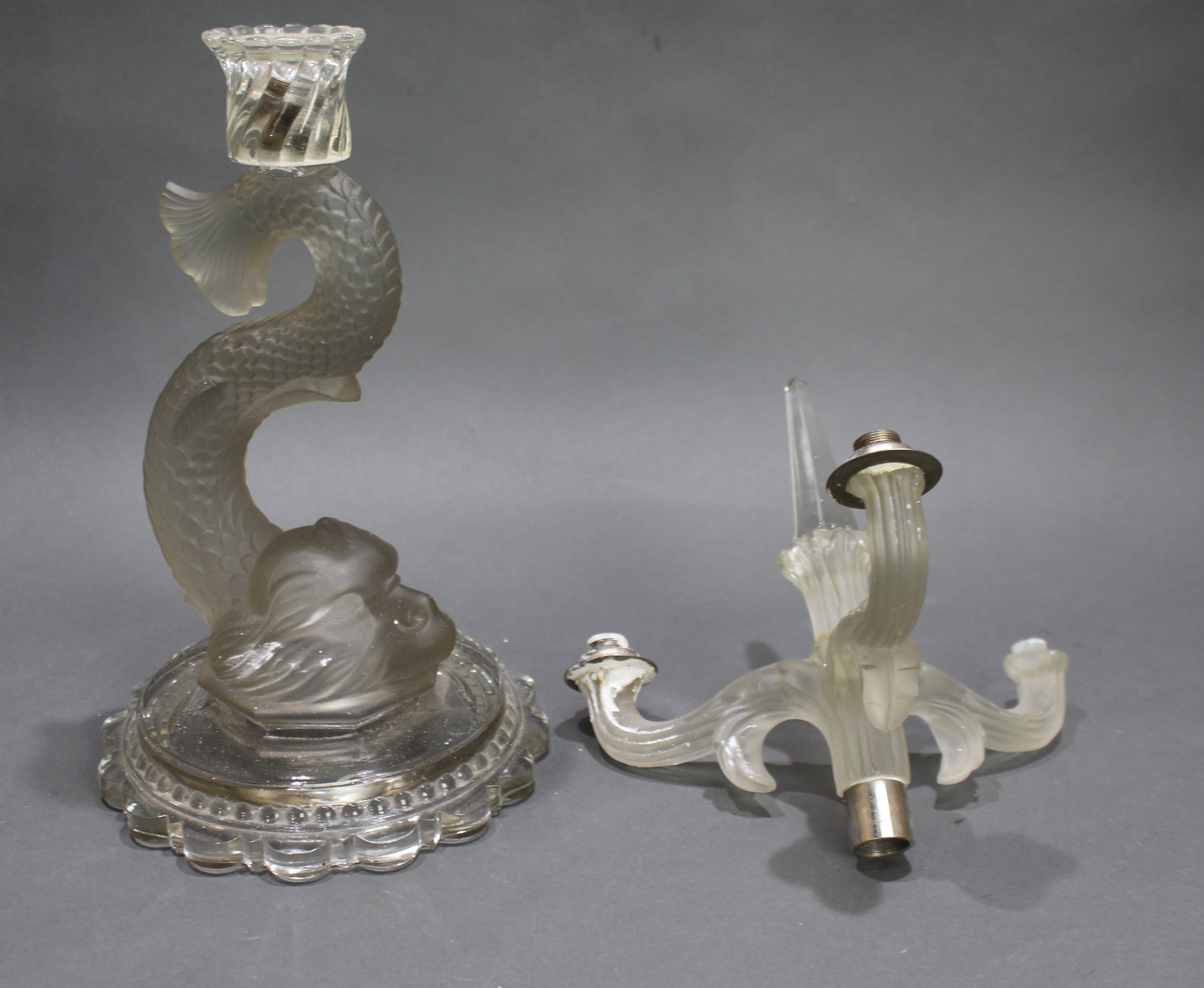 Vintag Frosted Glass Figural Candelabrum in the Baccarat Taste - 2
