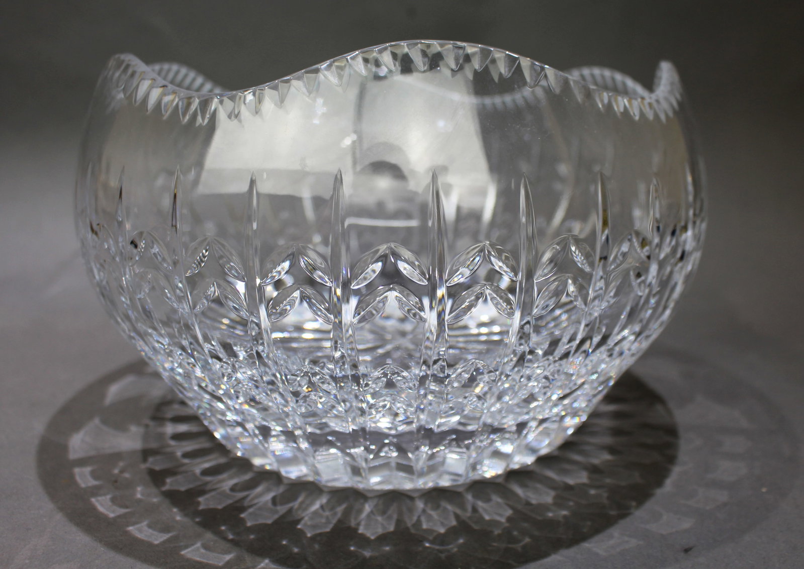 Large House of Igor Carl Fabergé Cut Crystal Bowl, Signed: Title: Large House of Igor Carl Fabergé Cut Crystal Bowl, Signed Description: Large Signed House of Igor Carl Fabergé Cut Crystal Bowl, 1985 An impressive and beautifully crafted large cut