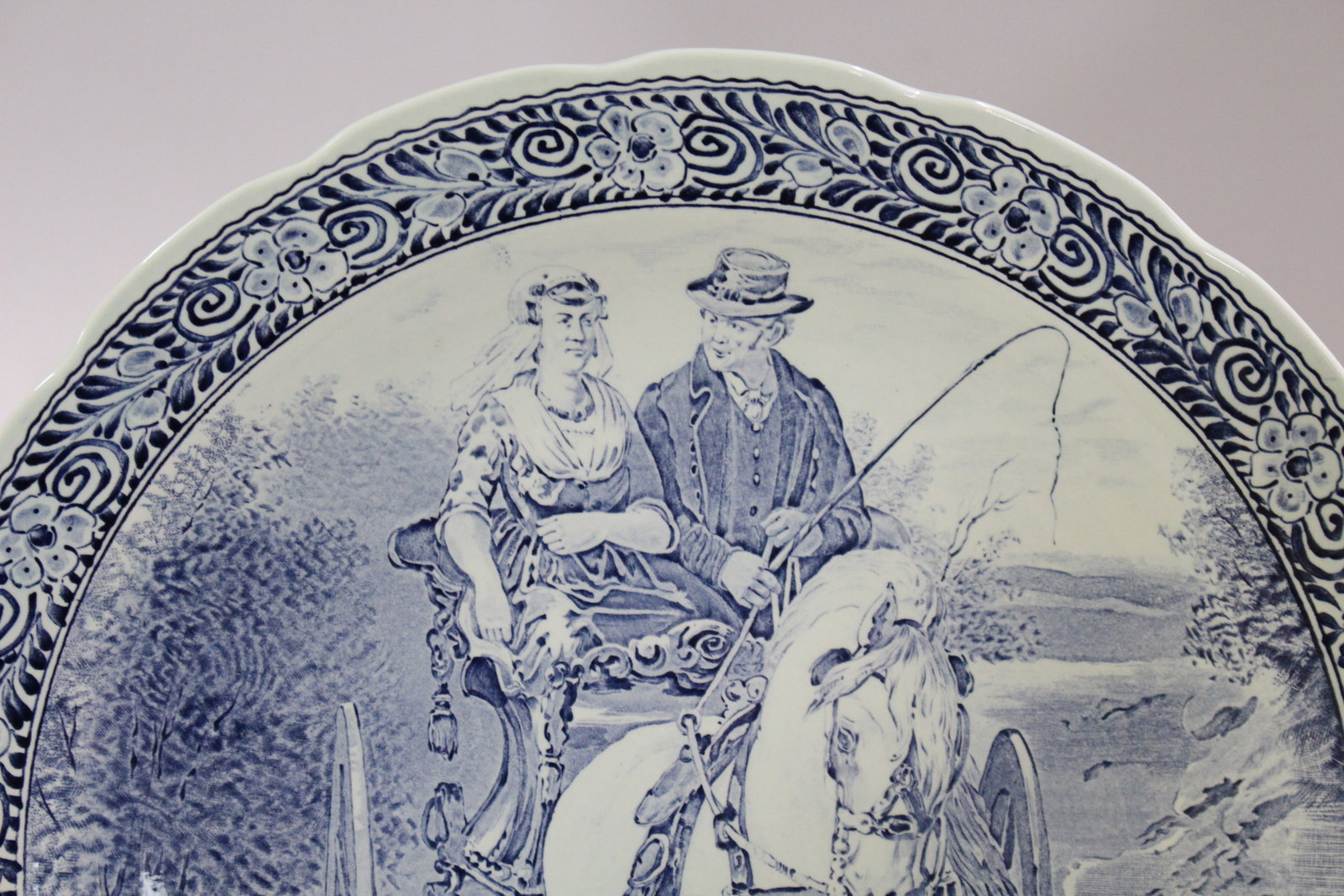 Large 20th c. Boch Delfts Blue & White Charger - 2