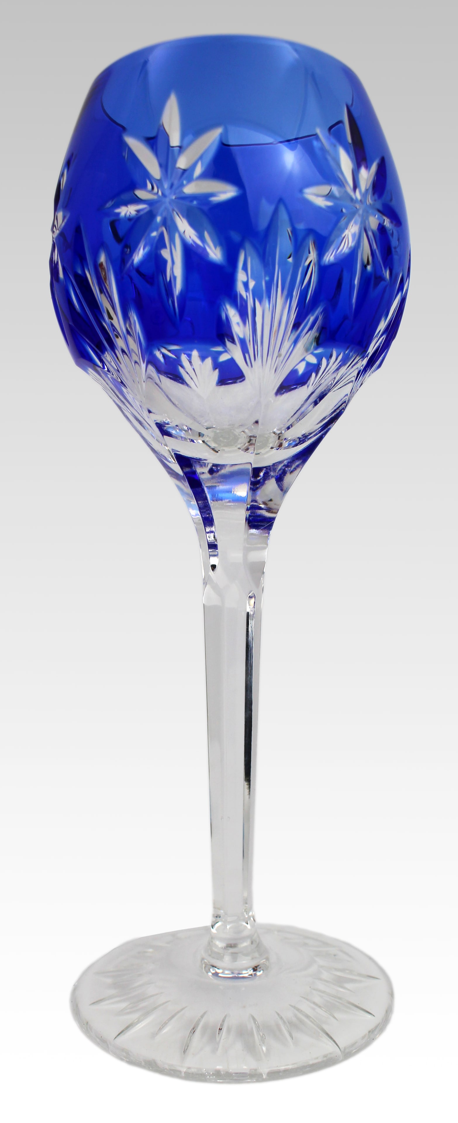 Set of 6 Fine Vintage Horst Belda Blue Overlay Crystal Wine Glasses - 2