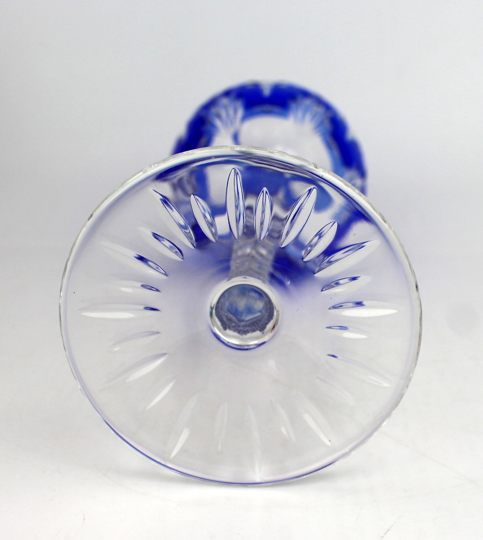 Set of 6 Fine Vintage Horst Belda Blue Overlay Crystal Wine Glasses - 4