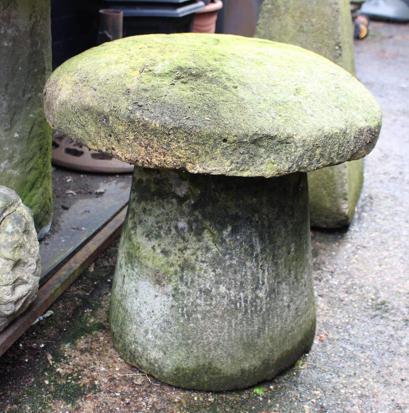 Vintage & Antique Staddlestone: Title: Vintage & Antique Staddlestone Description: Vintage & Antique Staddlestone. Antique stone top on later concrete stone base. Good quality and patina Condition: Used Delivery option: