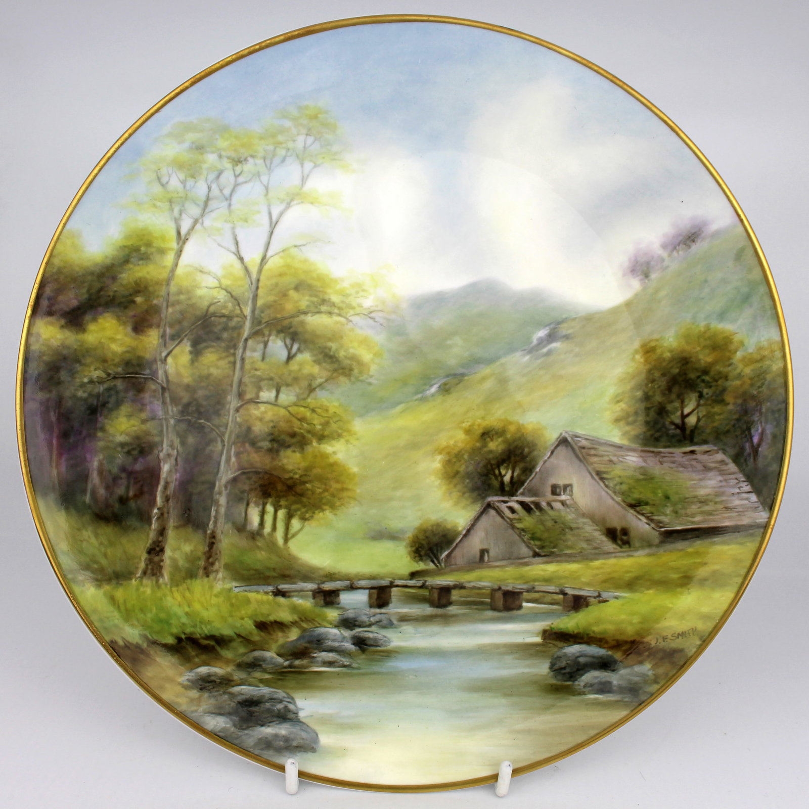 Hand Painted Landscape Henwick Cabinet Plate by J Smith: Title: Hand Painted Landscape Henwick Cabinet Plate by J Smith Description: Hand Painted Landscape Henwick Cabinet Plate by J Smith. Hand painted by Royal Worcester artist J Smith. Condition: Used
