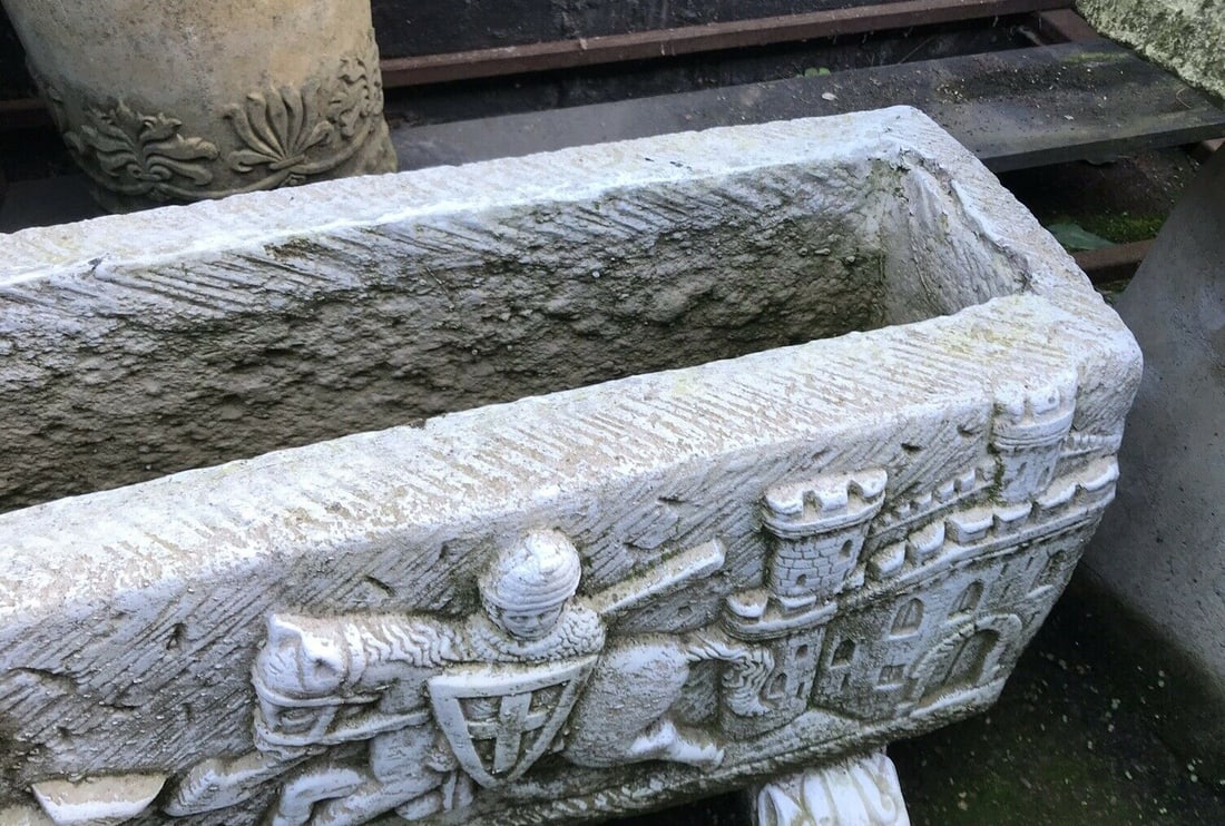 Artisan-Made Medieval Style Stone Planter on Lion Feet - 4
