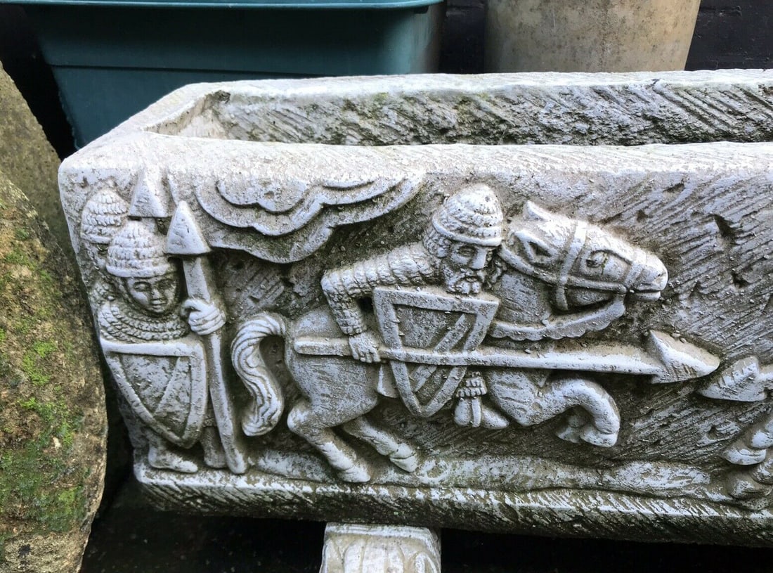 Artisan-Made Medieval Style Stone Planter on Lion Feet - 6