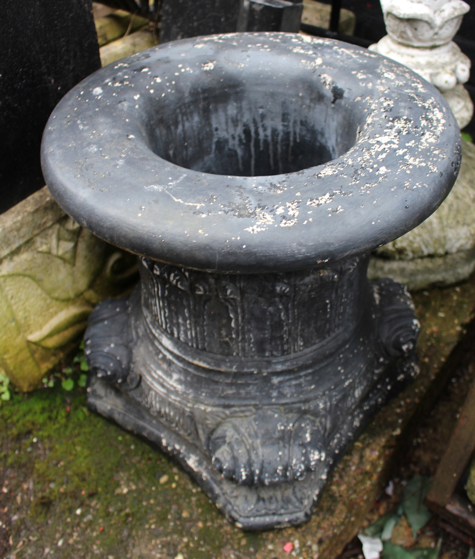 Vintage Painted Composite Stone Pedestal Stand - 2