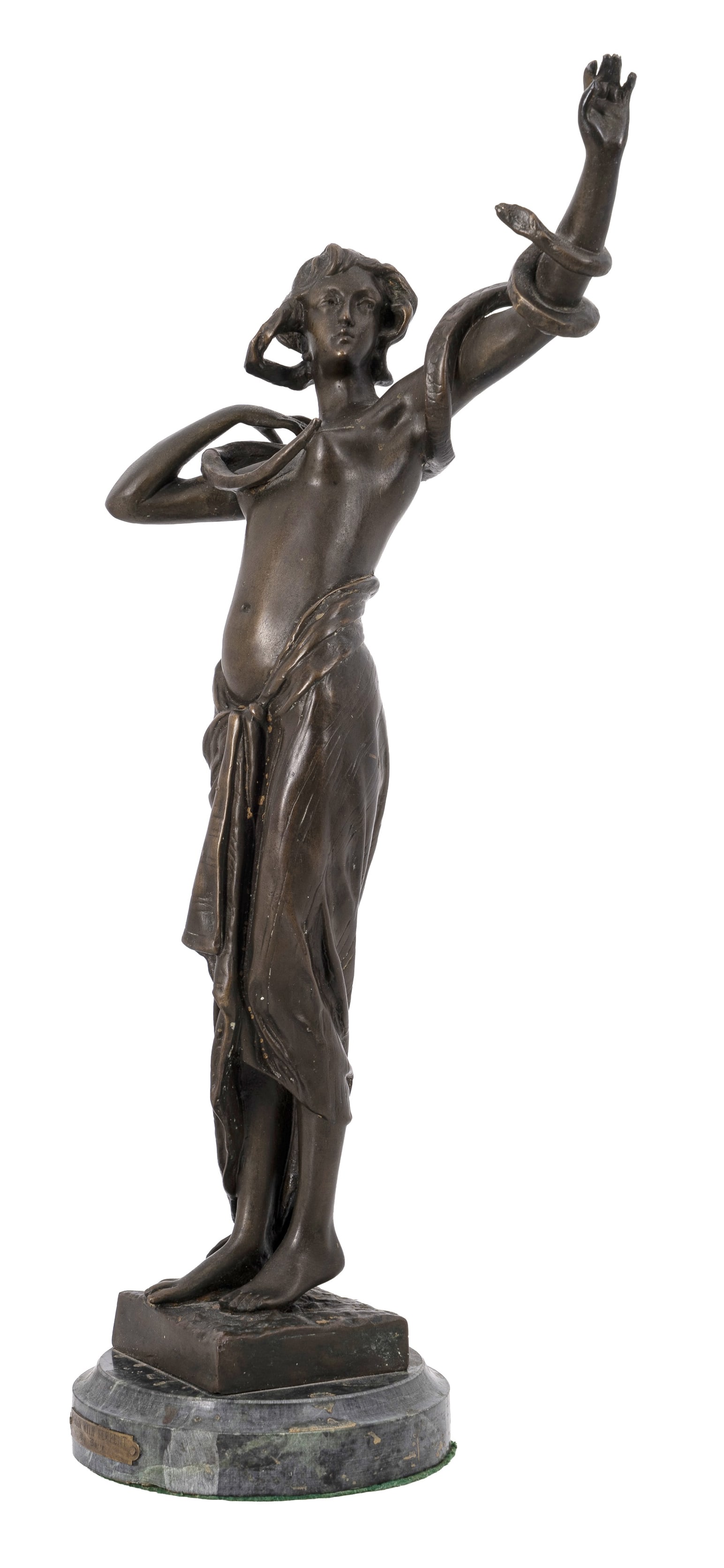 Fine Bronze Figure of a Woman with Serpent After Goldscheider - 2