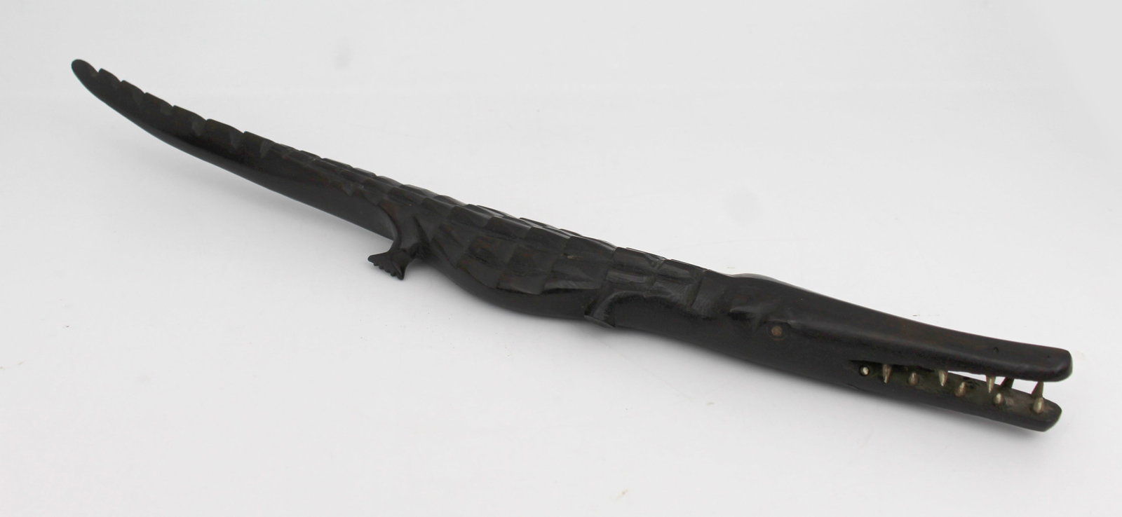 Antique African Hardwood Sculpture of Crocodile - 4