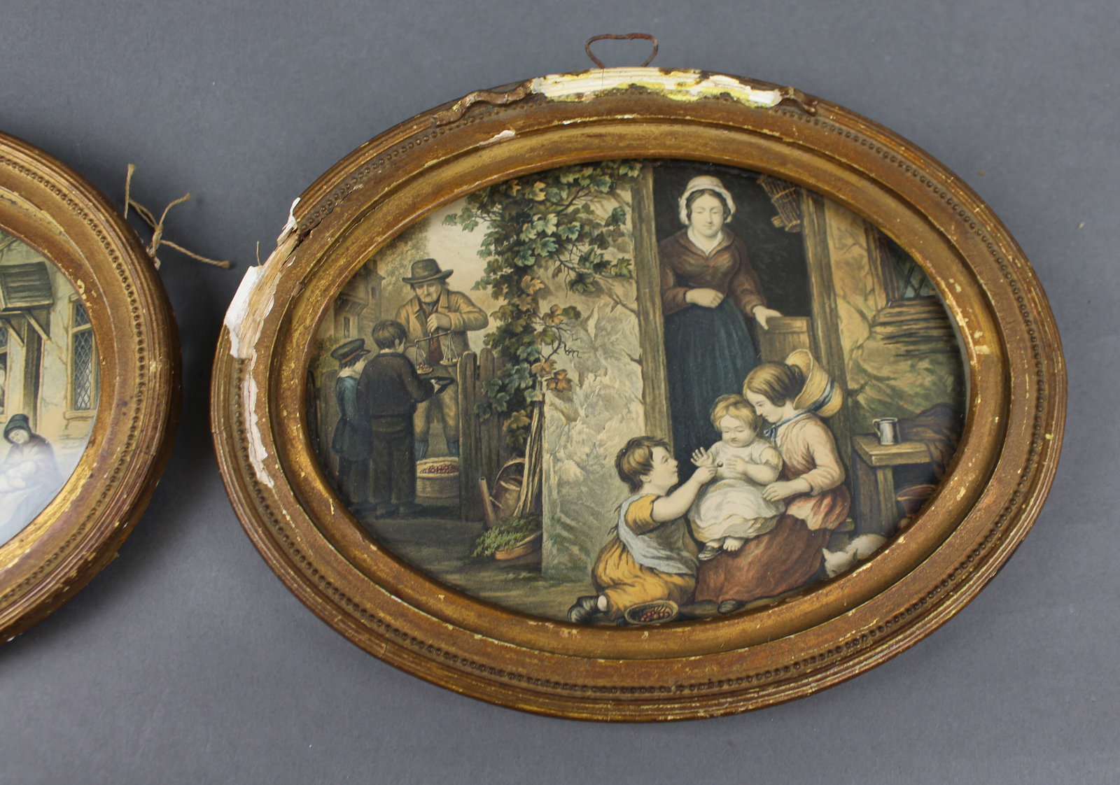 Pair of 19th Century Hand Coloured Rural Genre Prints in Oval Gilt Frames - 3