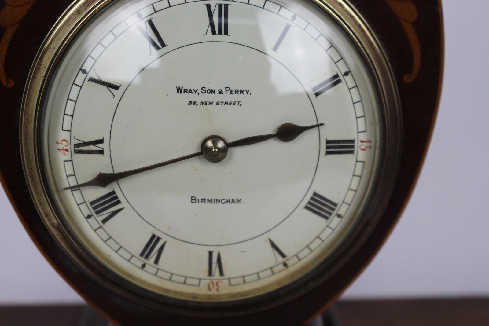 Elegant Inlaid Mahogany Mantel Clock by Wray, Son & Perry c.1900 - 13