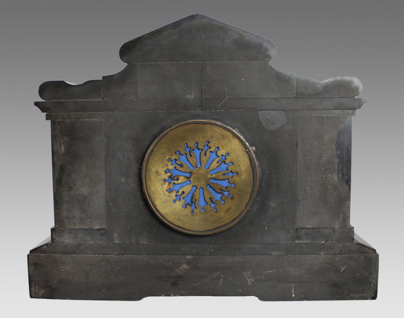 Victorian Black Marble Mantel Clock with Rouge Marble Columns c.1860 - 7