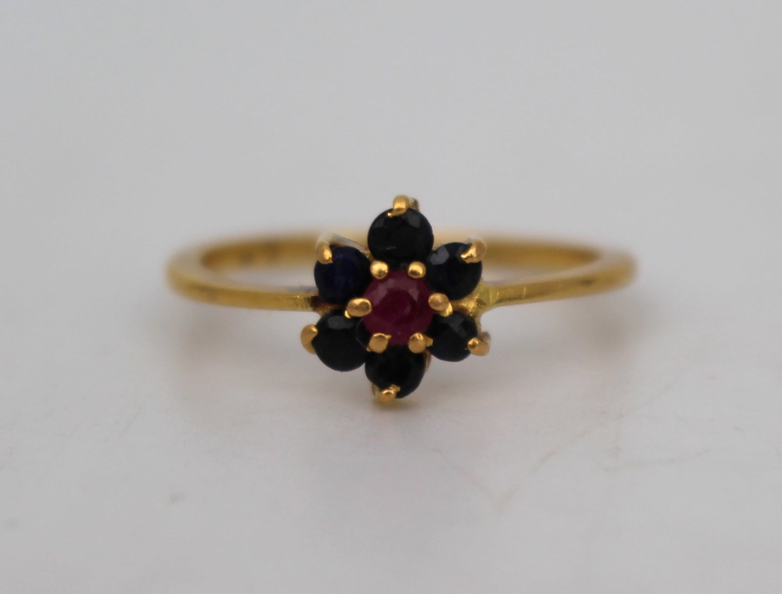 Vintage Ruby and Sapphire Cluster Ring in High Carat Gold (1 of 3)