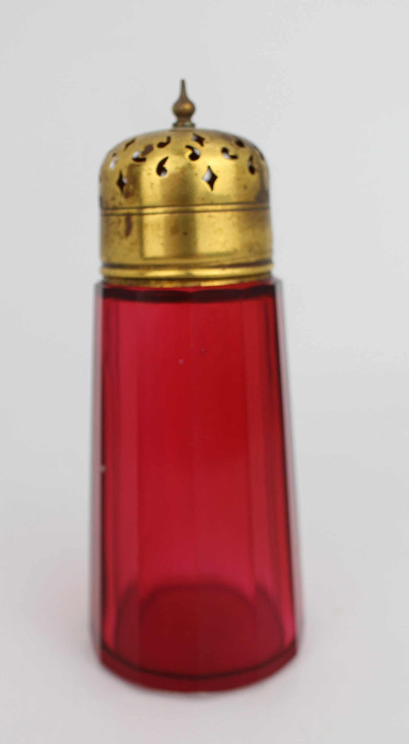 Antique Victorian Cranberry Glass Sugar Dredger (1 of 4)