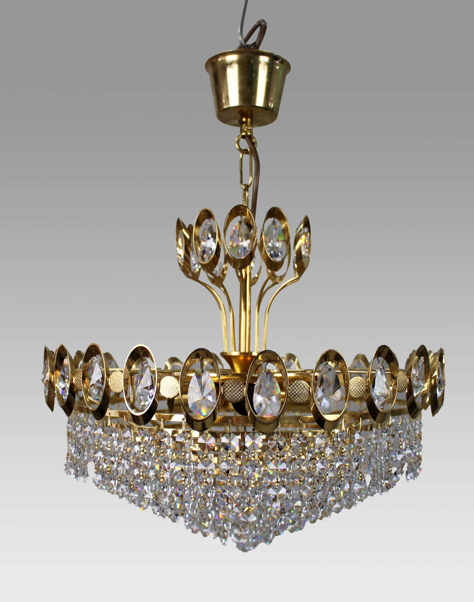 Vintage Gold Plated Crystal Chandelier (1 of 5)