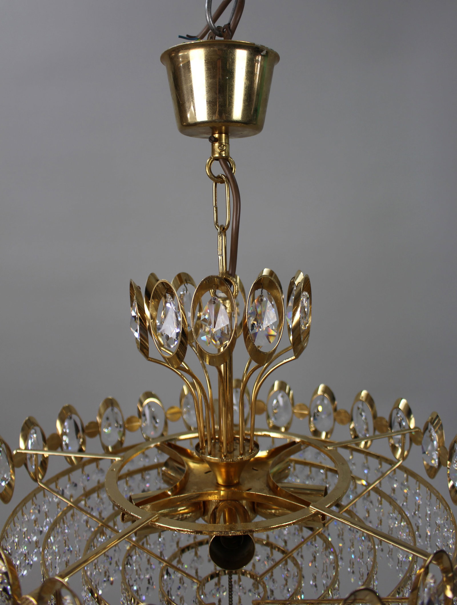 Vintage Gold Plated Crystal Chandelier - 4