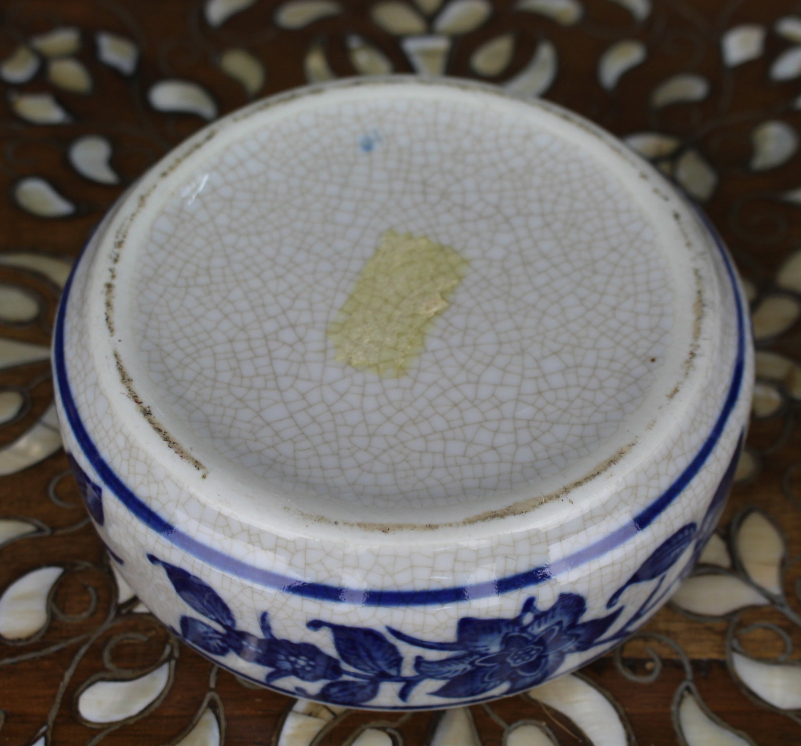 Victorian Blue & White Transfer-Printed Earthenware Bowl / Cachepot - 5