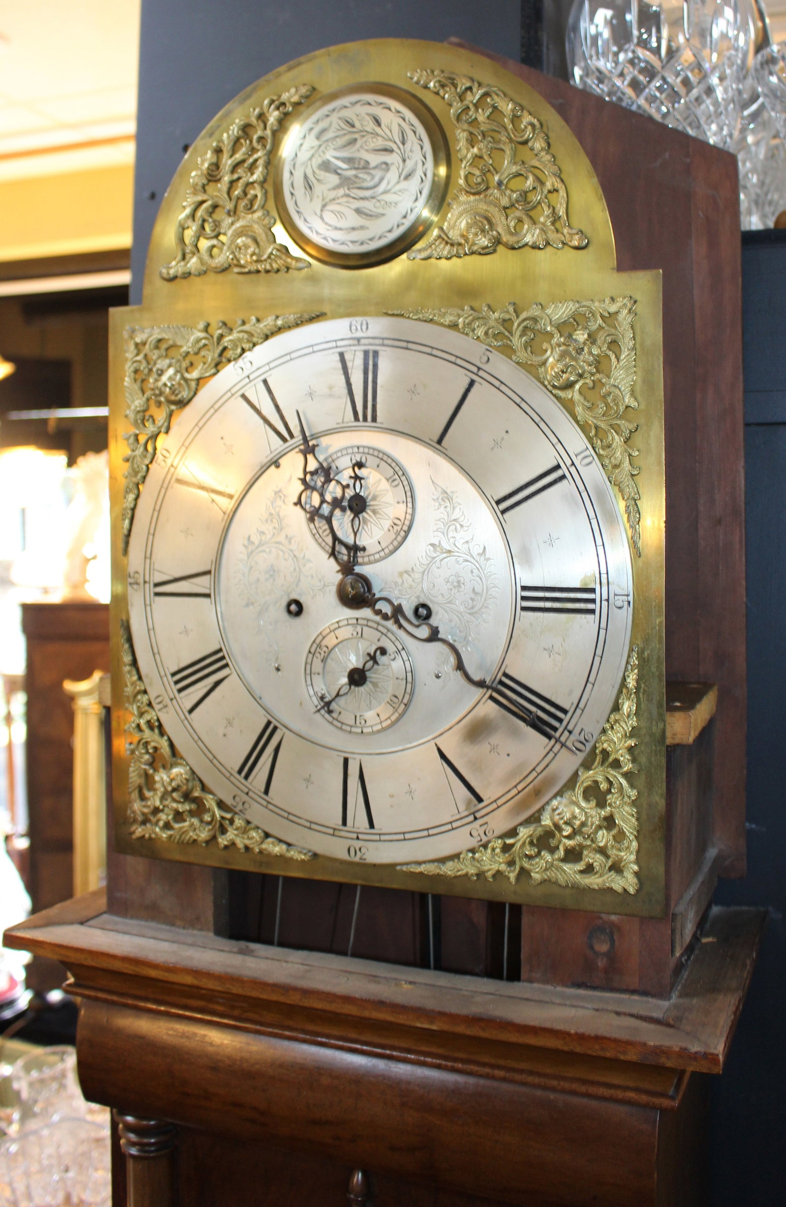 Scottish Mahogany Longcase Clock with Brass Arched Dial, c.1840 - 9