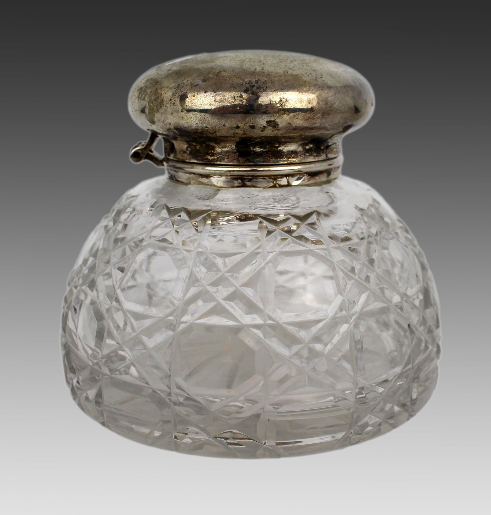 Vintage Silver Plated Crystal Inkwell (1 of 3)