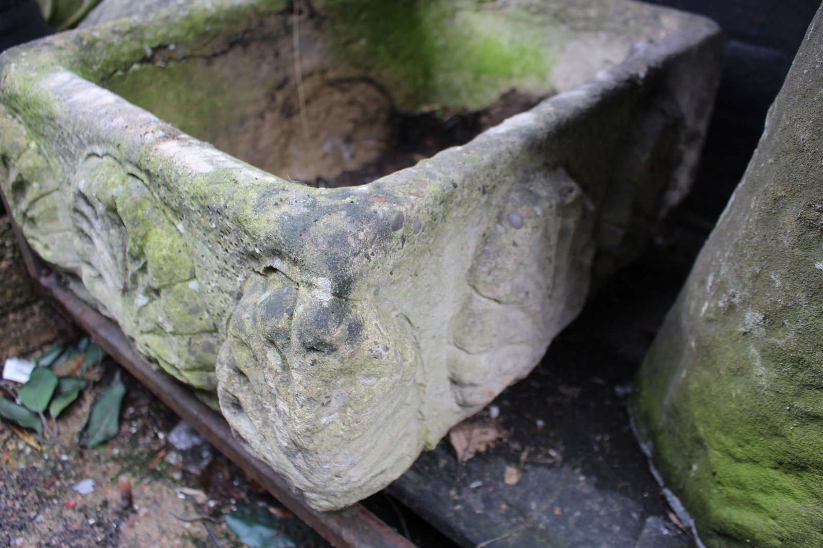 Early Vintage Concrete Stone Planter with Shell Decoration - 2