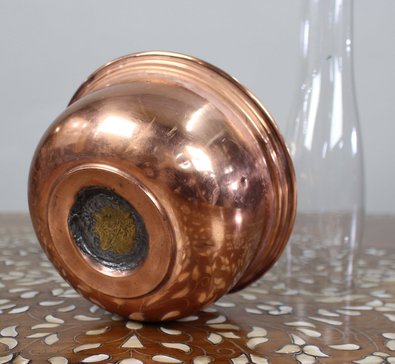 Antique English Copper & Brass Oil Lamp – Duplex Burner - 7