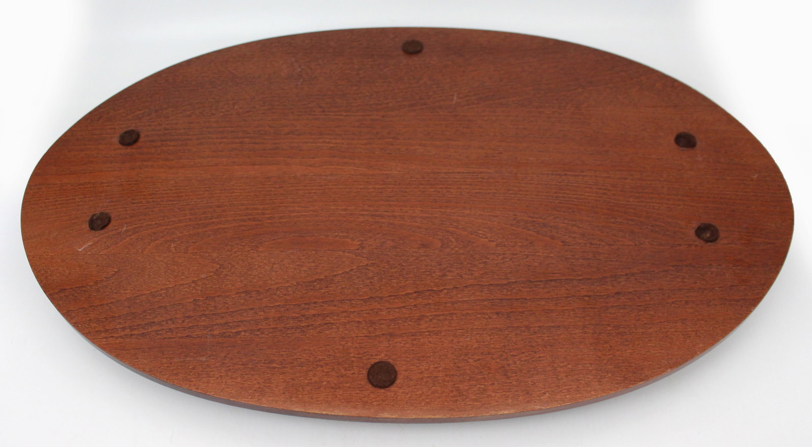 Vintage Oval Solid Mahogany Drinks Decanter & Glass Serving Tray - 4