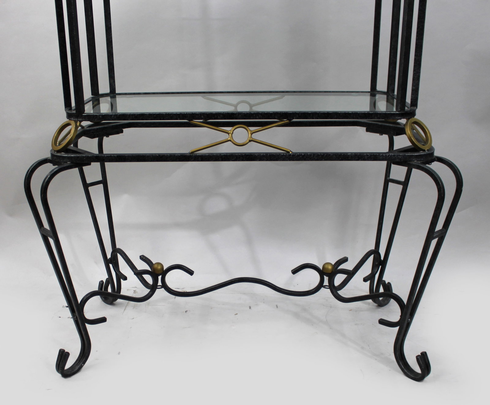 Vintage Hollywood Regency Metal & Glass Shelves - 5