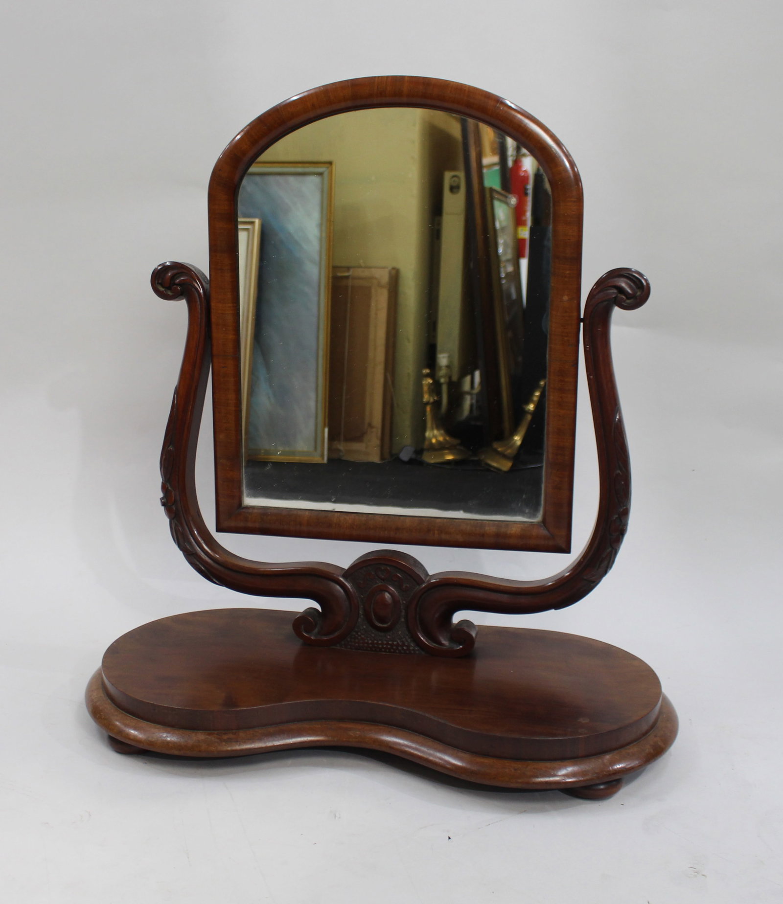 Victorian Mahogany Harp Shaped Toilet Mirror c.1850 - 2